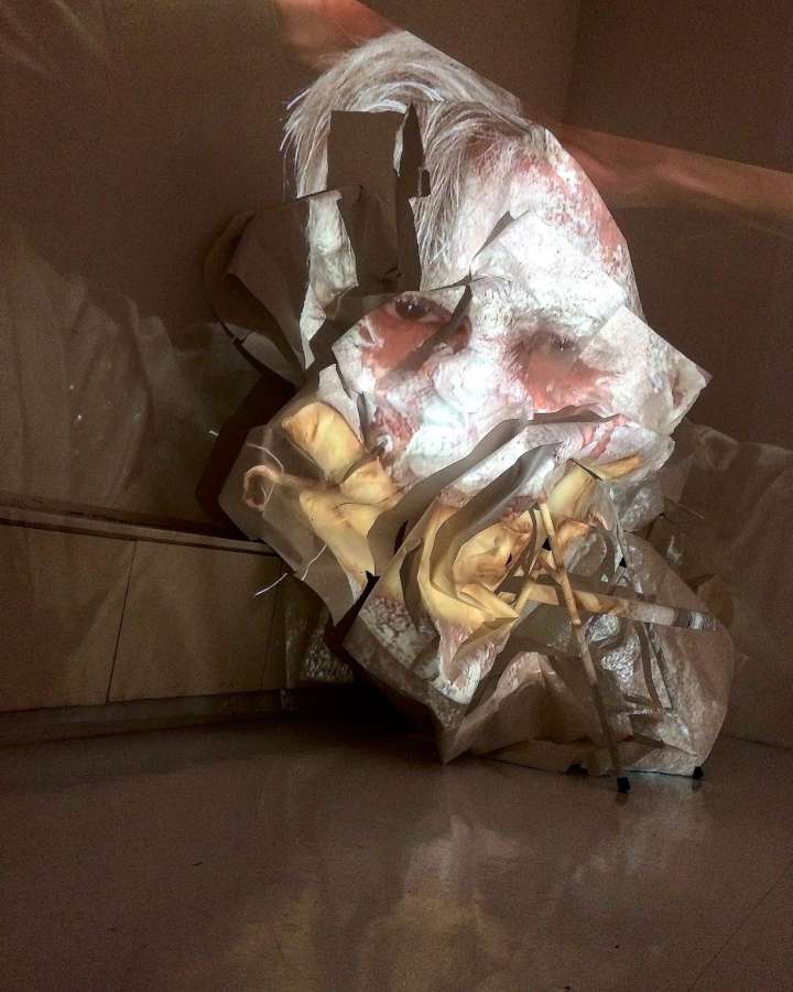 A painting is beaten by a man
