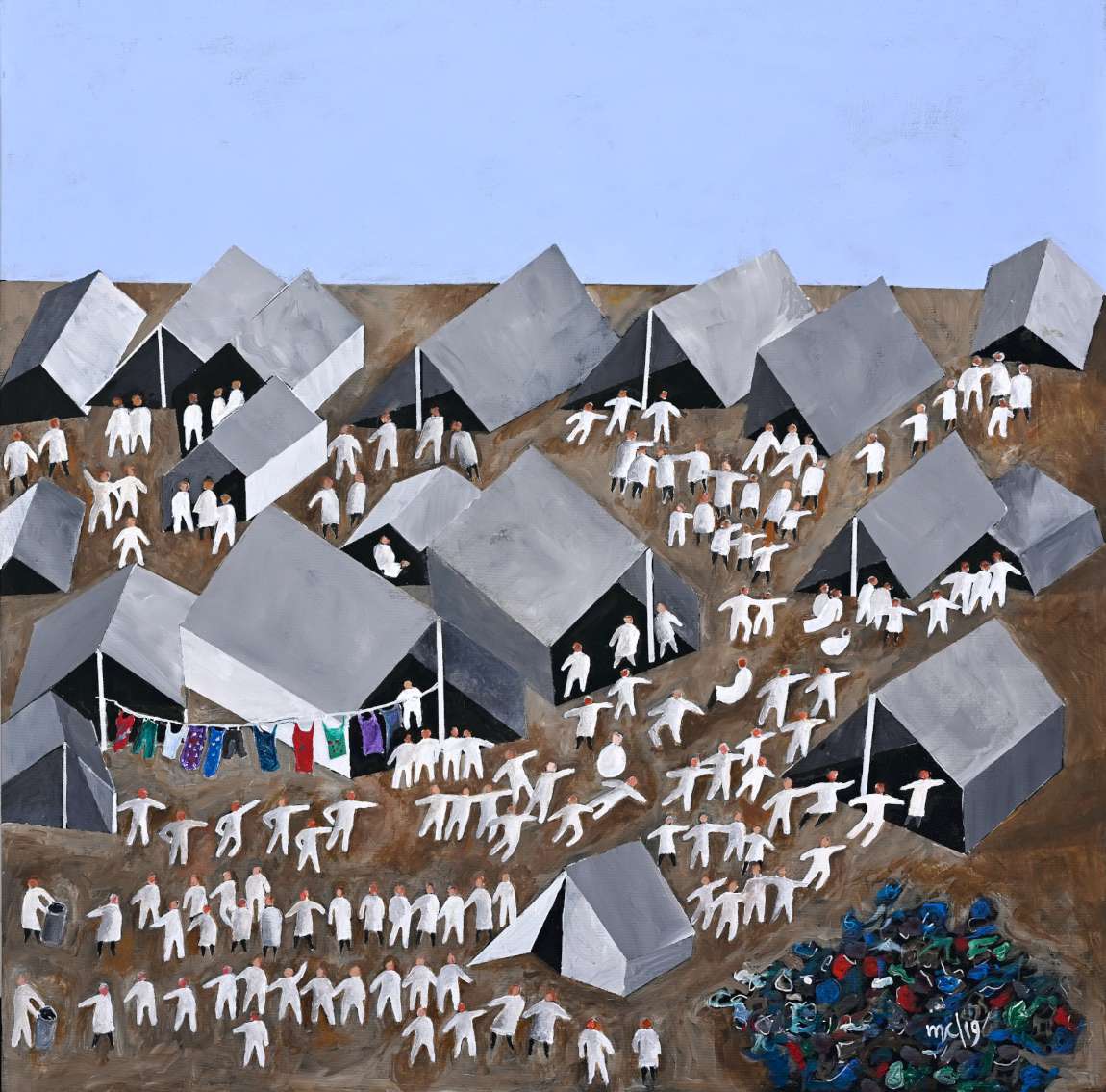 ΜΑΡΙΟΣ ΚΑΜΧΗΣ_Μόρια, ακρυλικό σε καμβά, 90 x 90cm, 2019 Frustration/Ματαίωση