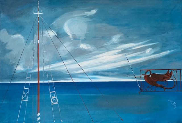 Σ.Βασιλείου, ''Θερινή καταιγίδα '', 1972,Ακρυλικό σε καμβά, 110x160 cm Τα ελάχιστα